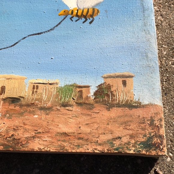 Vintage Central Asian Painting - Man Walking Bumblebee - Picture 5 of 7